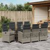 vidaXL Garden Dining Set with Cushion 9 pcs Grey Poly Rattan