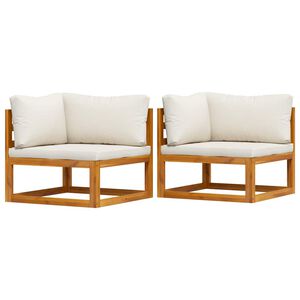 vidaXL Corner Sofa Cream white Solid acacia wood Standard two-seater