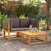 vidaXL Garden Sofa Grey Solid Acacia wood, PE rattan, 100% polyester fabric