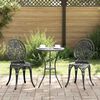vidaXL Garden Bistro Set 3 pcs Black Aluminium