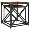 vidaXL Nesting Coffee Table Set of 2 Smoked oak Engineered wood and metal
