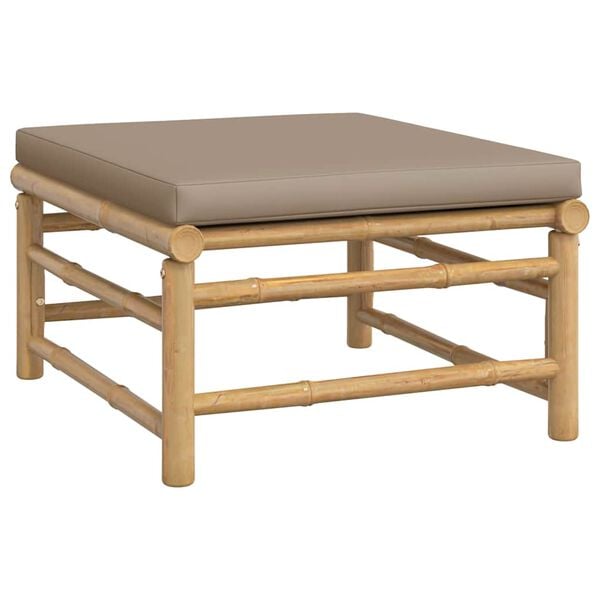 vidaXL Garden Footstool Taupe Bamboo, Fabric (100% polyester) Medium