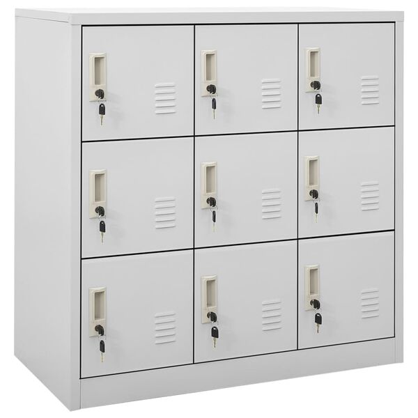 vidaXL Locker Cabinet Set of 2 Light Grey Steel Medium Locker Cabinet