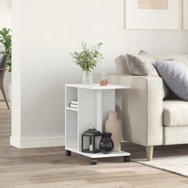 vidaXL Side Table White Engineered wood Small Side Table Rectangular