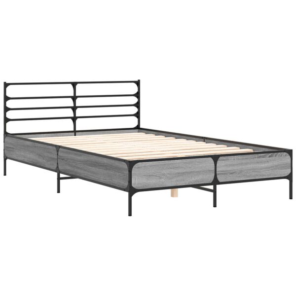 vidaXL Bed Frame Gray sonoma Engineered wood, metal 53.1x74.8 in Double
