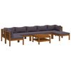 vidaXL Wooden Lounge Set Dark Grey Solid Acacia Wood, 100% Polyester Fabric