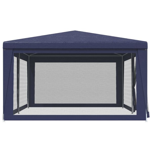 vidaXL Party Tent with 6 Mesh Sidewalls Blue 19.7'x13.1' HDPE