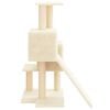 vidaXL Cat Tree Cream Engineered wood, plush, sisal Large