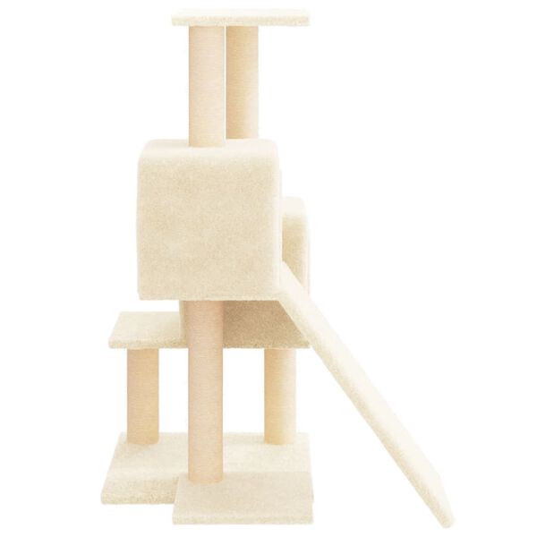 vidaXL Cat Tree Cream Engineered wood, plush, sisal Large