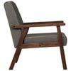 vidaXL Armchair Grey Real leather and solid acacia wood Medium Armchair