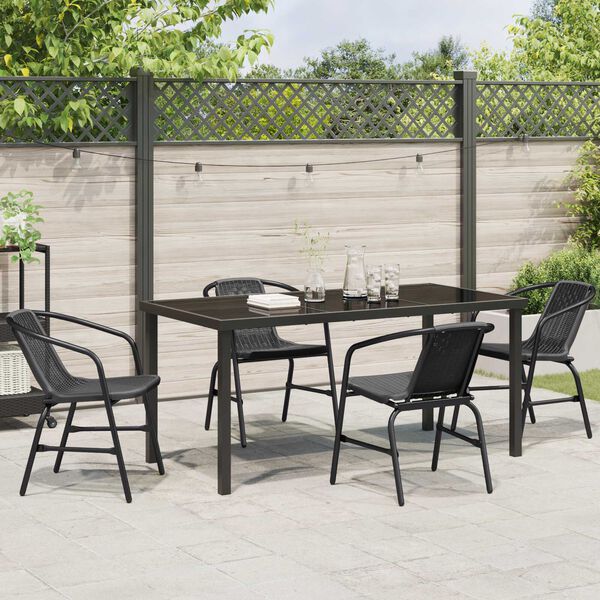 vidaXL Garden Dining Set 5 pcs Black Poly rattan
