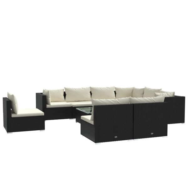 vidaXL Garden Lounge Set Black and Cream