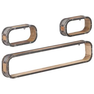 vidaXL Wall Shelf Natural wood and black metal Solid mango wood, metal