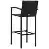 vidaXL Bar Stool Set of 4 Black PE Rattan, Powder-Coated Steel Standard