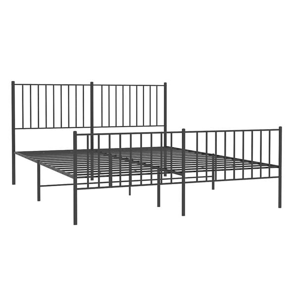 vidaXL Bed Frame Black Powder-Coated Steel King Size Classic/Traditional
