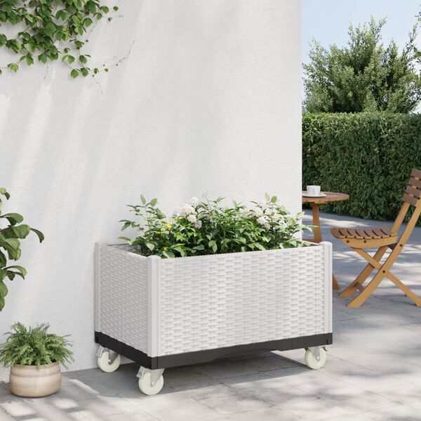 vidaXL Garden Planter White Polypropylene Large Portable