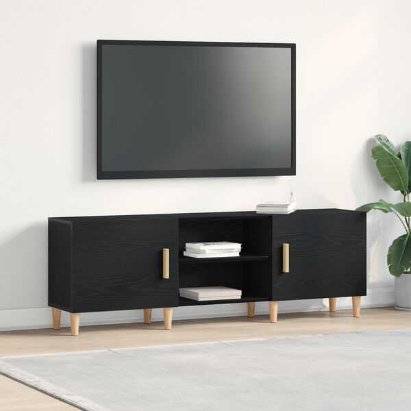 vidaXL TV Cabinet Black Oak 150 x 30 x 50 cm Engineered Wood