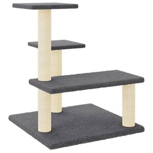 vidaXL Cat Tree Dark Grey Engineered wood, Plush, Sisal Medium Cat Tree
