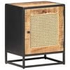 vidaXL Bedside Cabinet Rough Mango Wood, Natural Cane