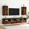 vidaXL TV Wall Stand with LED Lights Smoked Oak 12"x13.8"x27.6"