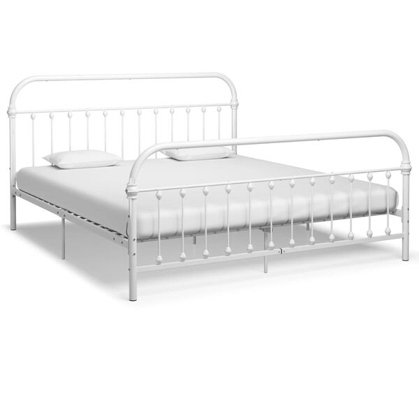 vidaXL Bed Frame White Metal Super King Durable Bed Frame
