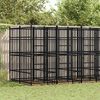 vidaXL Dog Kennel Black Powder-Coated Steel 99.1 sq ft Sturdy