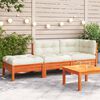 vidaXL Garden Sofa Wax Brown, Cream Solid Pine Wood Large 2-Seater