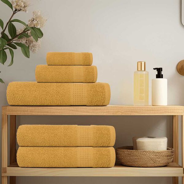 vidaXL Sauna Towel Set of 4 Gold 100% Cotton 31.5 x 78.7 in