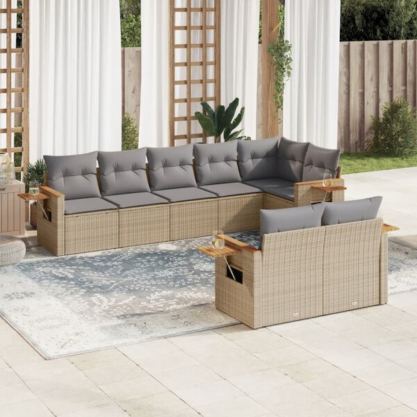 vidaXL Garden Sofa Set Beige PE Rattan Large Modular Garden Sofa Set