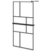 vidaXL Walk-in Shower Wall with Shelf Black 39.4"x76.8" ESG Glass&Aluminum