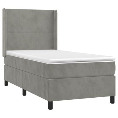 vidaXL Box Spring Bed with Mattress Light Gray Twin XL Velvet