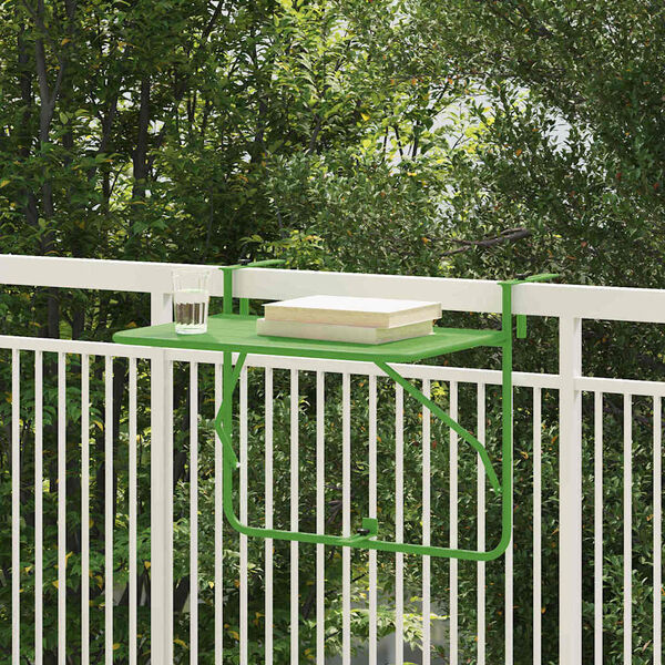vidaXL Hanging Balcony Table Green 60 x 39 x 65 cm Steel