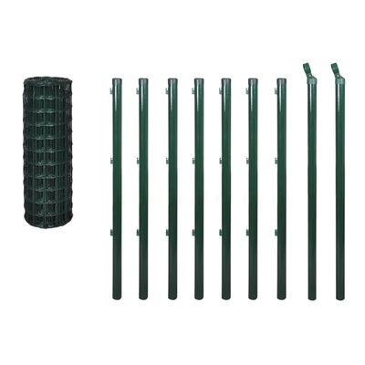 vidaXL Euro Fence Steel 32.8'x4.9' Green