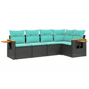 vidaXL Patio Sofa Set Black, Blue