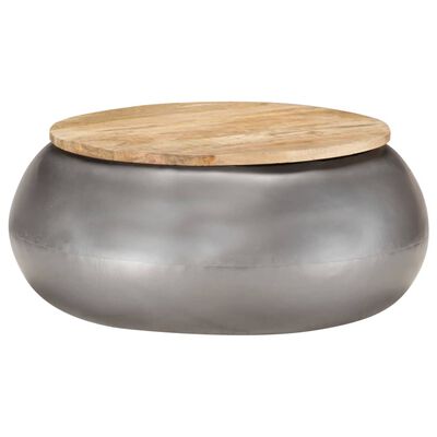 vidaXL Coffee Table Gray 26.8"x26.8"x11.8" Solid Mango Wood