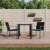 vidaXL Garden Dining Set Black, Dark Grey PE Rattan, Steel, Tempered Glass