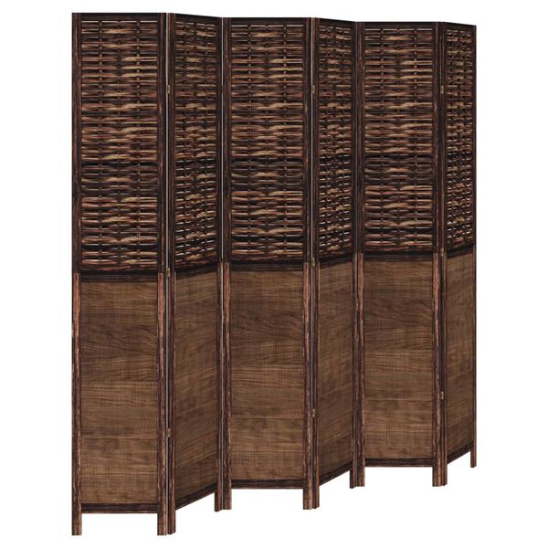 vidaXL Room Divider 6 Panels Dark Brown Solid Wood Paulownia