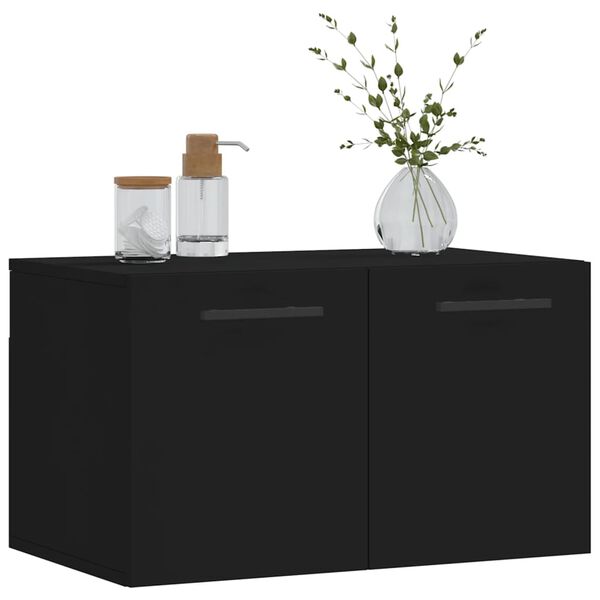 vidaXL Wall Cabinet Black Engineered wood Medium Wall Cabinet