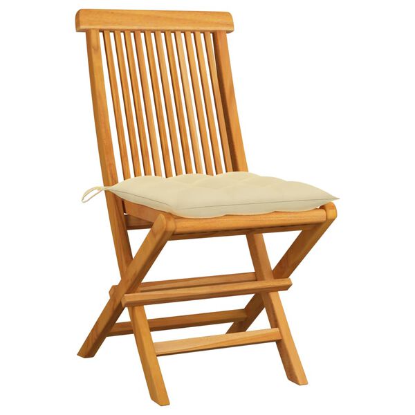 vidaXL Garden Chair Set of 2 Teak wood, Cream white