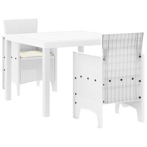 vidaXL Garden Dining Set 3 pcs White Polt rattan