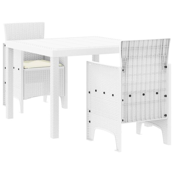 vidaXL Garden Dining Set 3 pcs White Polt rattan