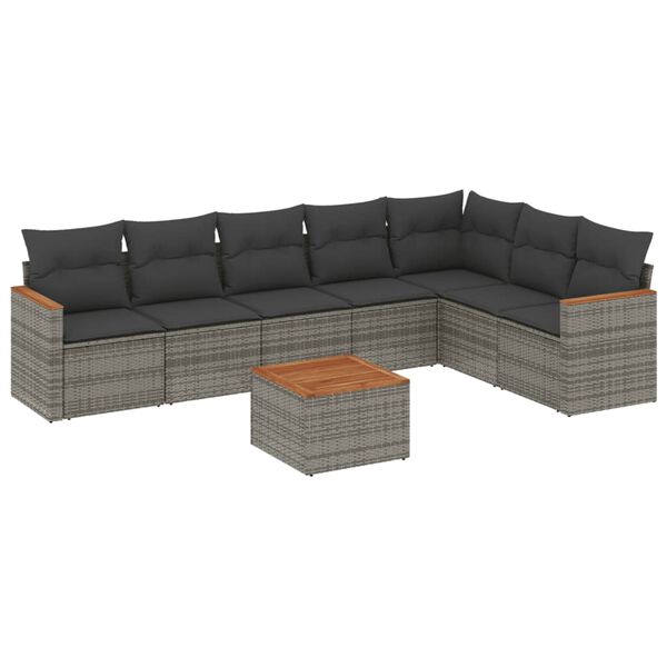 vidaXL Garden Sofa Set Grey PE rattan Large Modular Garden Sofa Set