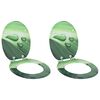 vidaXL WC Toilet Seats with Soft Close Lid 2 pcs MDF Green Water Drop Design (2x146915)