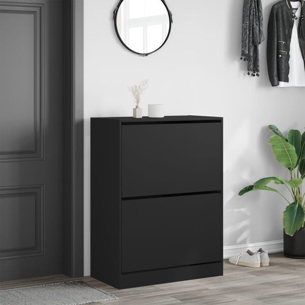 vidaXL Shoe Cabinet Black Engineered wood Tall Shoe Cabinet
