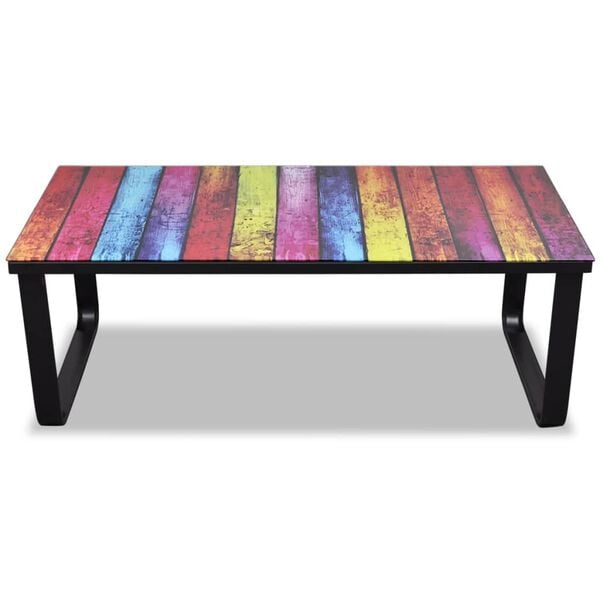 vidaXL Coffee Table Rainbow print on top with black frame