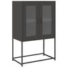 vidaXL Highboard Black Cold-rolled Steel Tall Highboard Rectangular