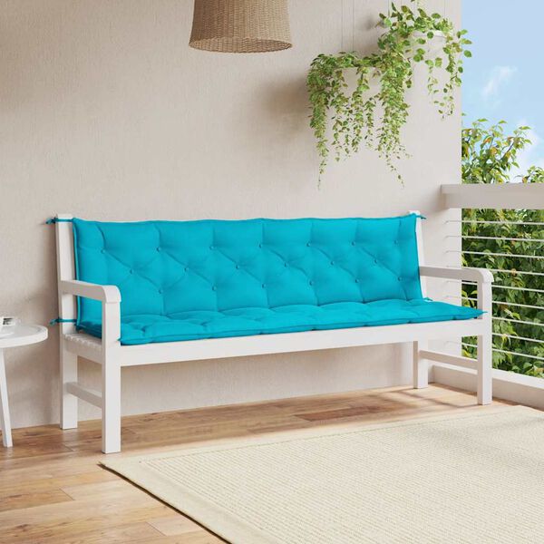 vidaXL Garden Bench Cushion Set of 2 Turquoise 100% polyester