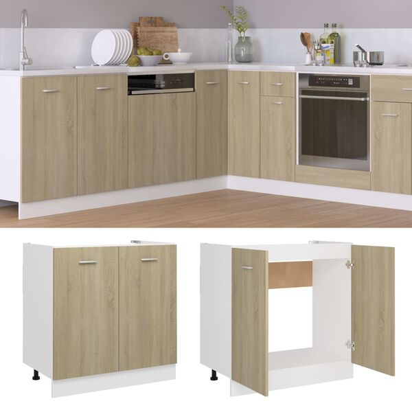vidaXL Sink Bottom Cabinet Sonoma Oak Engineered Wood Medium