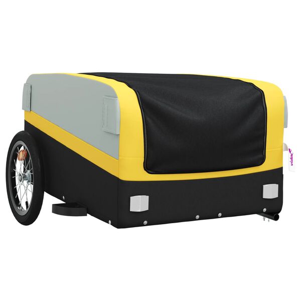 vidaXL Bike Trailer Black and Yellow 99.2 lb Iron