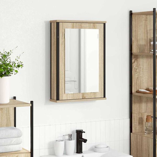 vidaXL Bathroom Mirror Cabinet Brown 42 x 12 x 60 cm Engineered wood